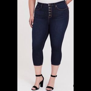 CROP SKY HIGH SKINNY JEAN HIGH STRETCH DARK WASH